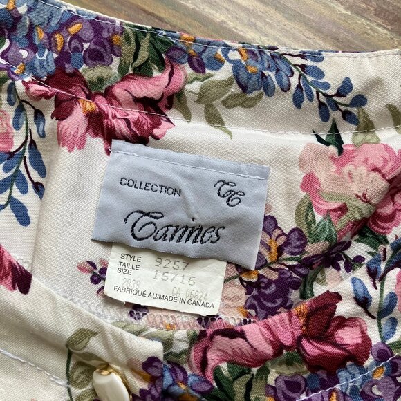 Cannes Collection Floral Maxi Dress w/ Belt Short Sleeves Drop Waist Vintage 90s - Picture 8 of 13